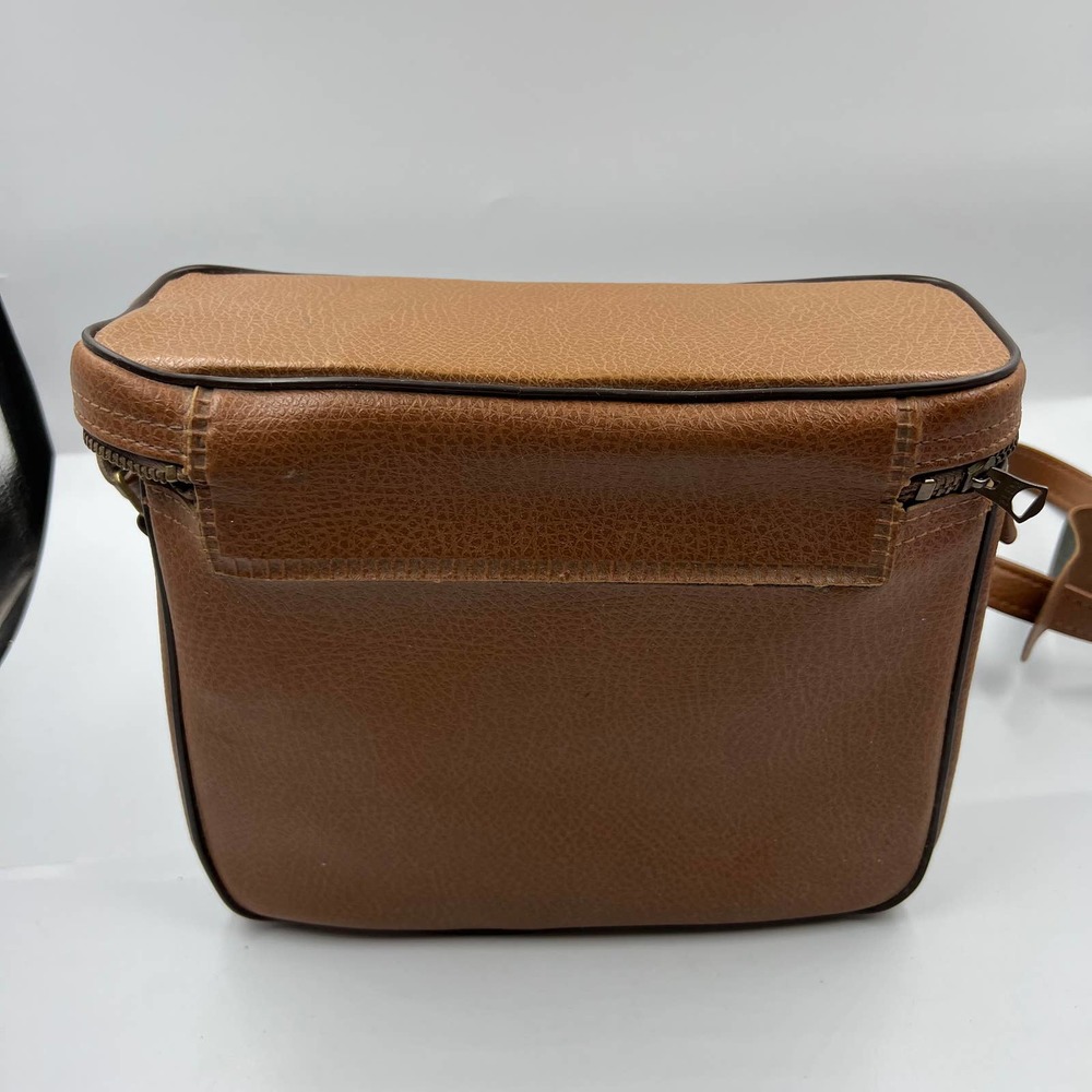 Vintage 1970's Camera Bag Faux Leather Tan Shoulder Strap Zippered‎ Padded - Picture 13 of 16